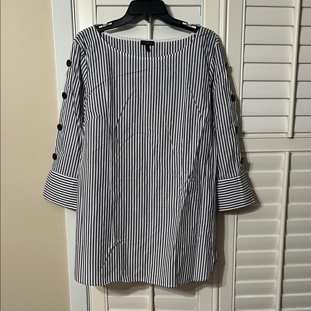 Talbots Black and White Striped Top